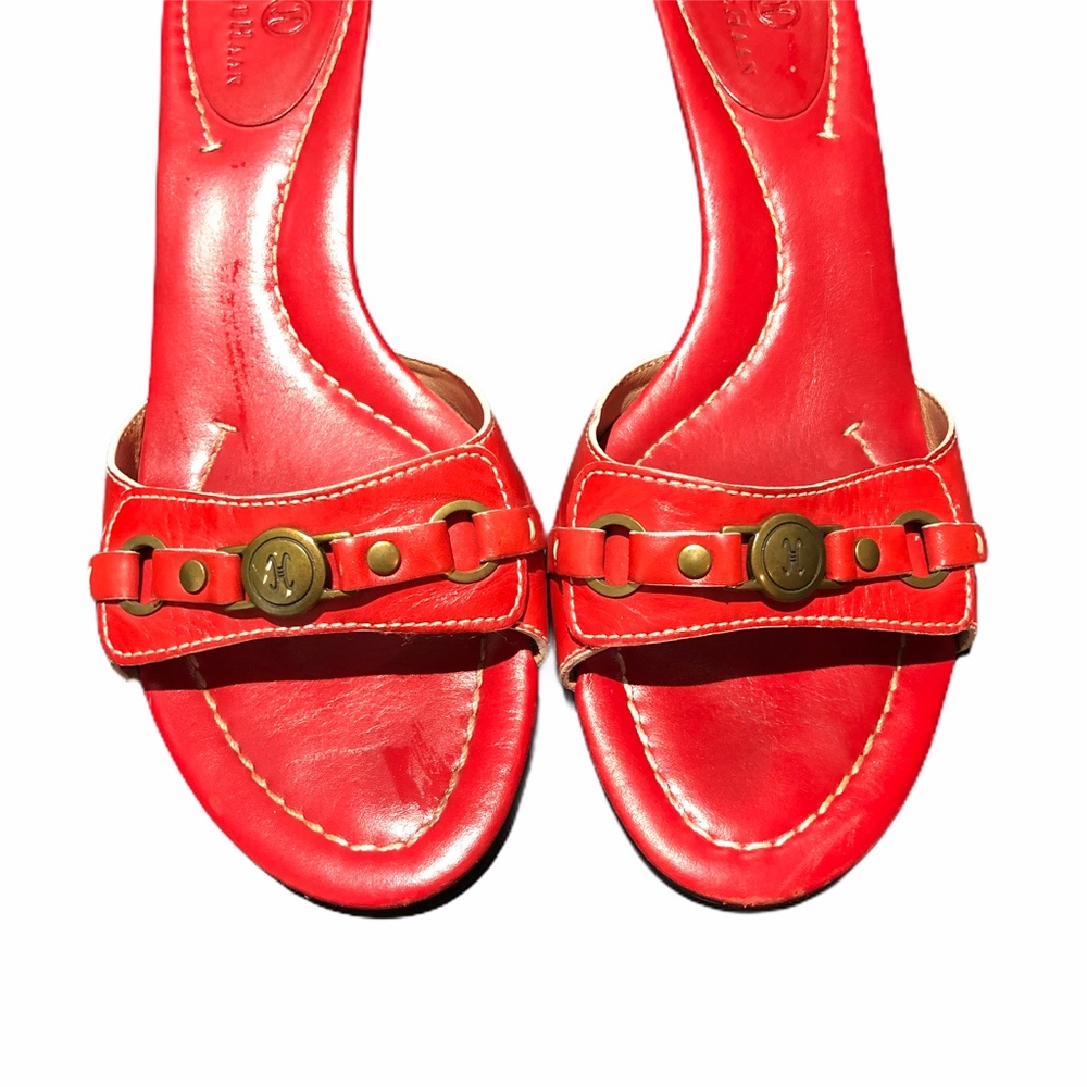 Cole Haan Women's Red Mule Kitten Heel Sandals 8.5 - Picture 5 of 9